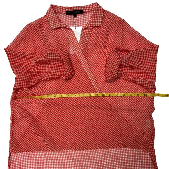 Hot & Delicious Gingham Top Wrap Red White Semi Sheer Small S NWT - Picture 8 of 13